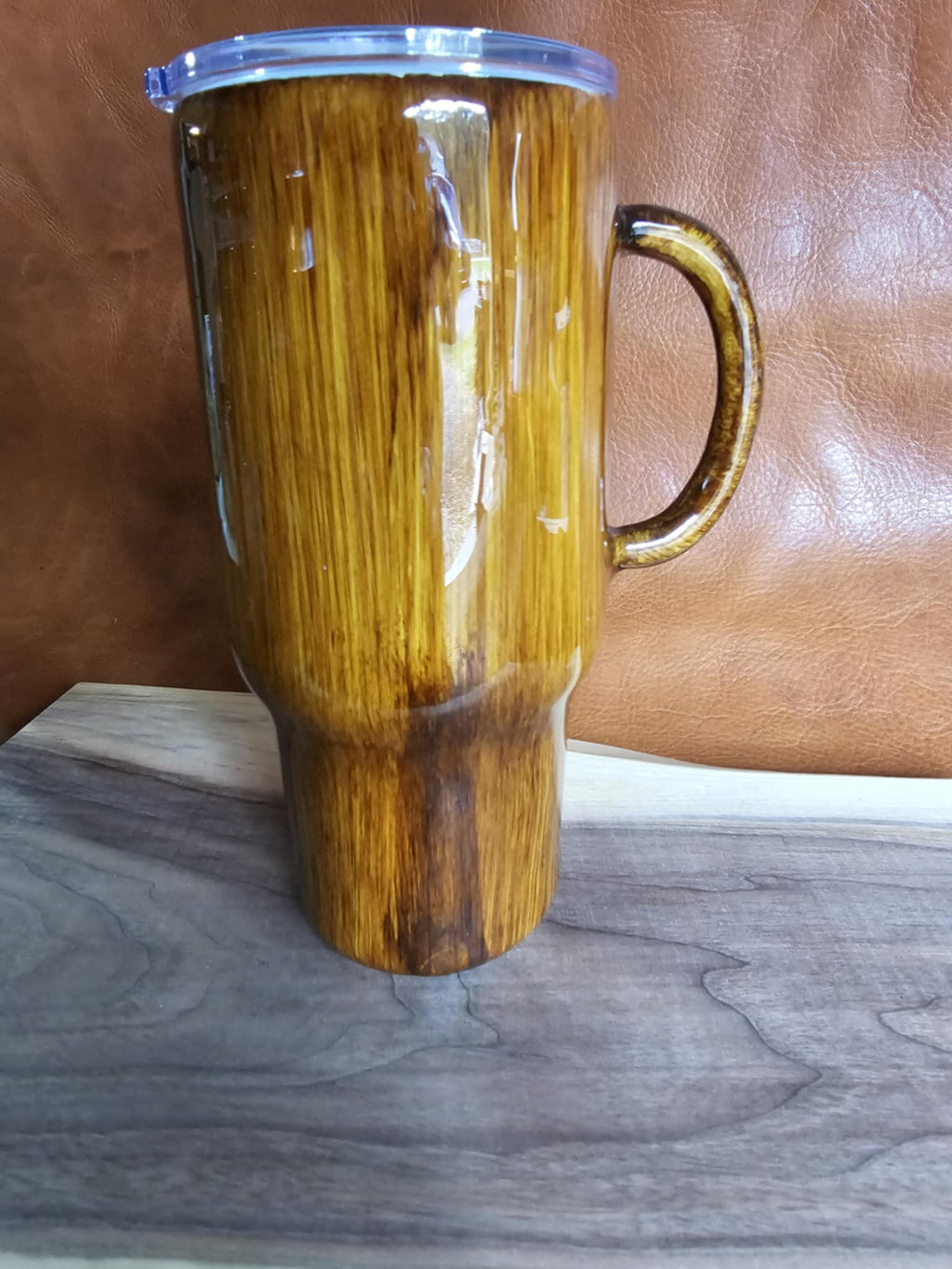 Ready to Ship 24oz Wood Grain Travel Mug with SCPO anchor