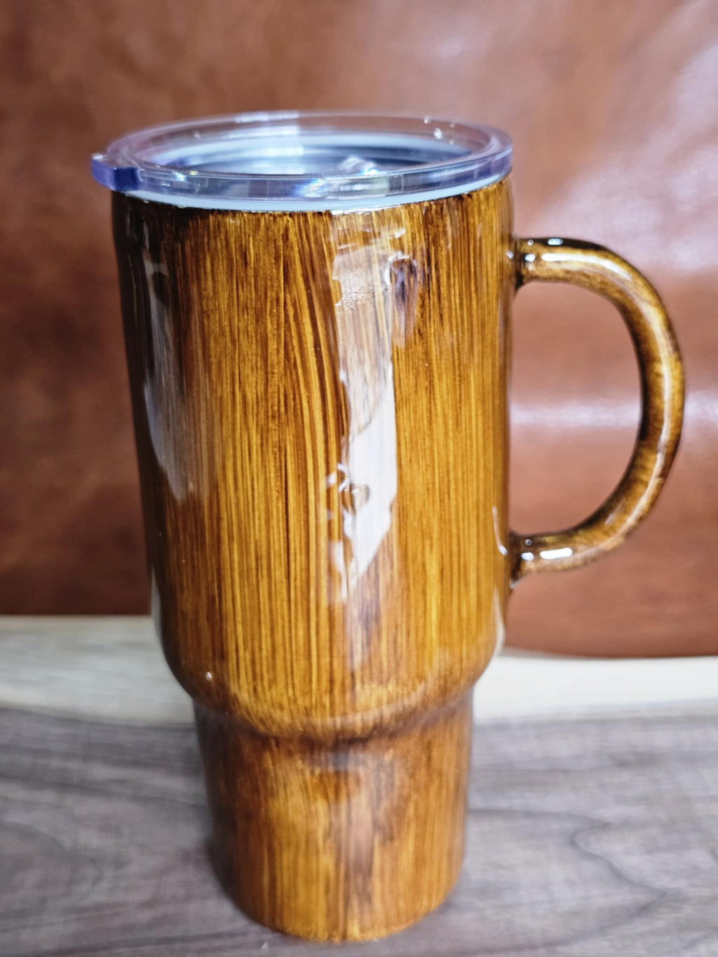 Ready to Ship 24oz Wood Grain Travel Mug with MCPO anchor