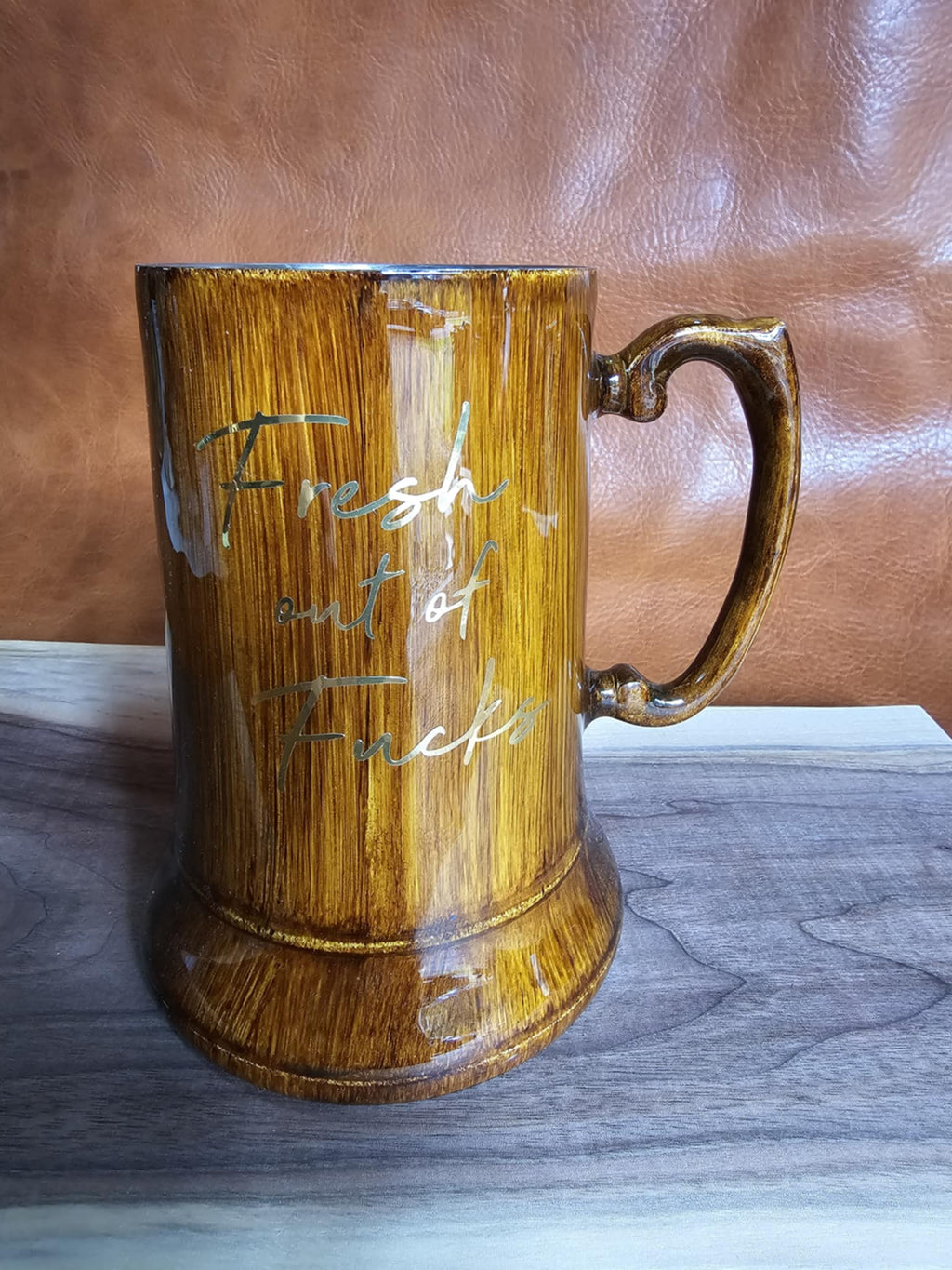 Ready To Ship Wood Grain Stein with SCPO anchor