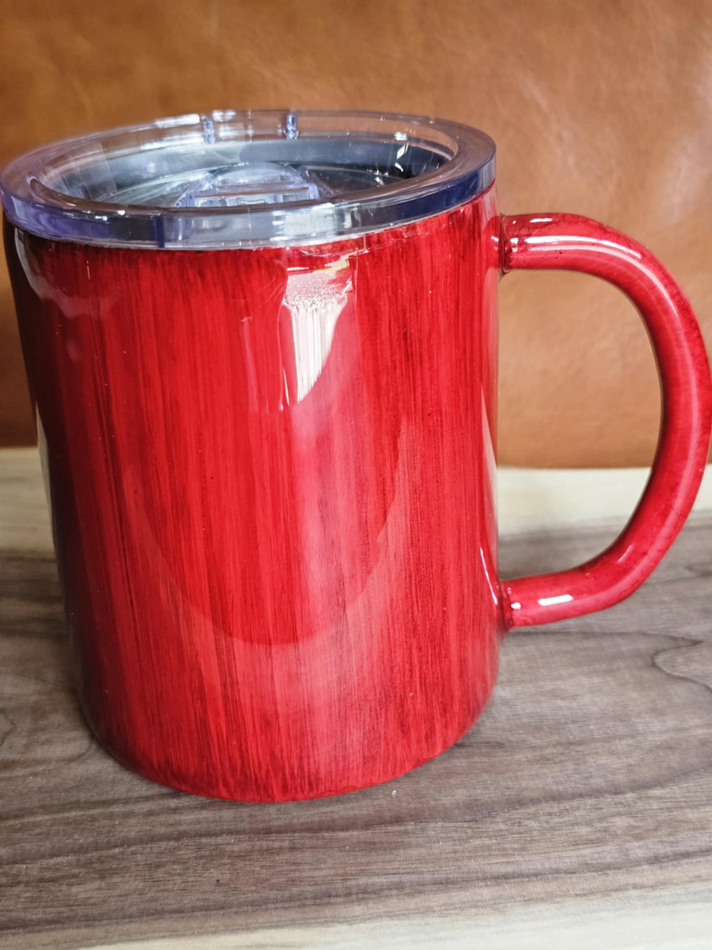 Ready to Ship Red Wood Grain Mug with Black SCPO anchor